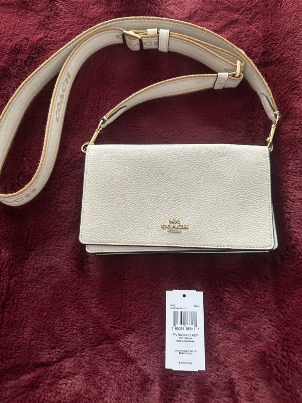 Coach Pebbled Leather Crossbody in Chalk with Gold-Tone Hardware